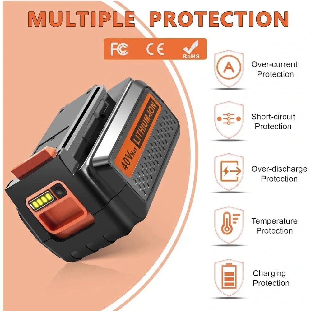 Pengjbattery 40v 3000mAh Long Lasting Battery Compatibility For Black And Decker